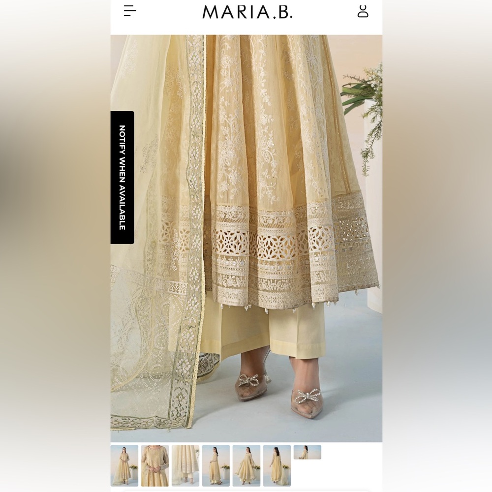 Maria B designer Pakistani Dress Set in butter yellow luxury pret - Picture 4 of 11